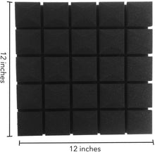 Load image into Gallery viewer, a black square with a measuring tape with text: '12 inches 12 inches'