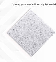 Load image into Gallery viewer, a white square with black specks with text: 'Spice up your area with our stylish panels!'