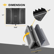 Load image into Gallery viewer, a diagram of a soundproofing device with text: 'DIMENSION 11" 145º 4.5"'