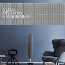 Load image into Gallery viewer, a grey and white sign on a wall with text: &#39;SLEEK RELAXING ENVIRONMENT&#39;

