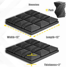 Load image into Gallery viewer, a black brick with yellow text with text: 'Dimensions 12 Pack Width=12' Length=12" Thickness=2"'