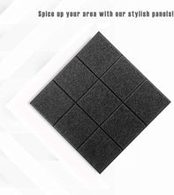 Load image into Gallery viewer, a black square with white text with text: 'Spice up your area with our stylish panels!'