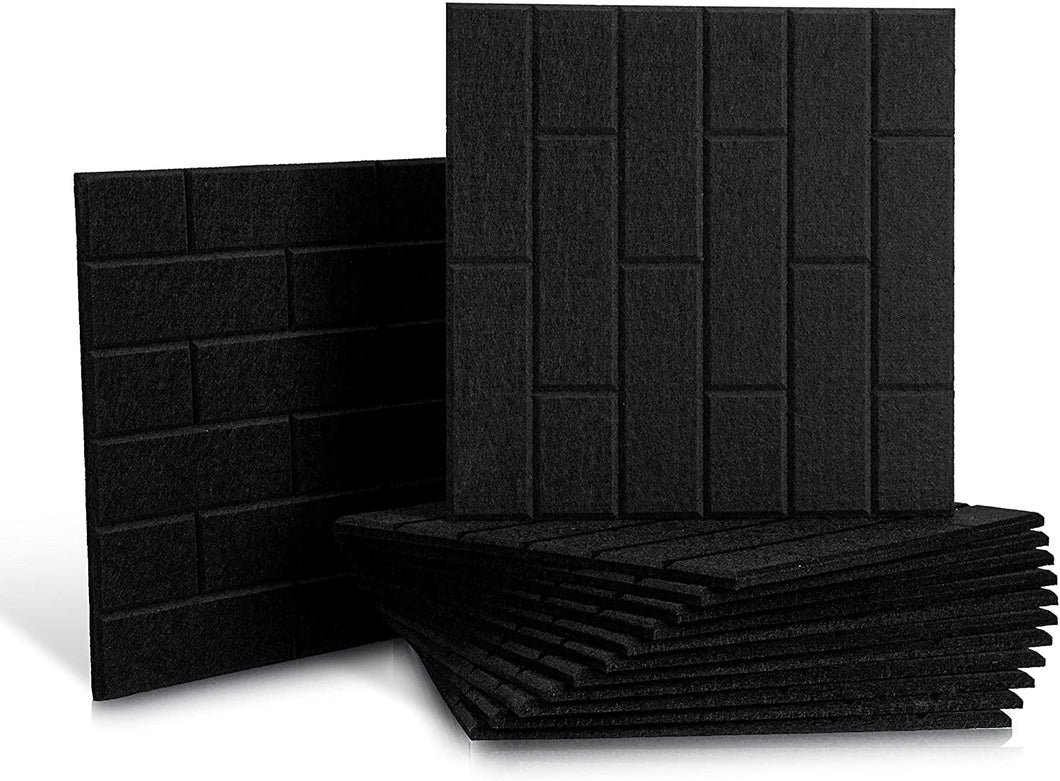 a stack of black tiles