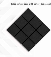 Load image into Gallery viewer, a black square with white text with text: 'Spice up your area with our stylish panels!'