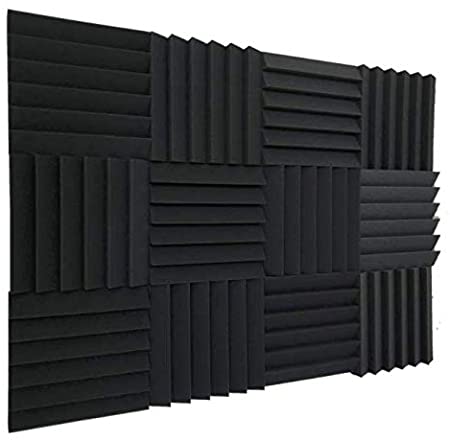 a wall of black acoustic foam