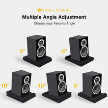 Load image into Gallery viewer, a group of speakers on a stand with text: &#39;Sonic Acoustics Multiple Angle Adjustment Choose your Favorite Angle 10º -10º&#39;
