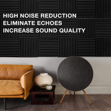 Load image into Gallery viewer, a couch and a round object in front of a black wall with text: &#39;HIGH NOISE REDUCTION ELIMINATE ECHOES INCREASE SOUND QUALITY&#39;
