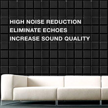 Load image into Gallery viewer, a white couch in front of a black wall with text: &#39;HIGH NOISE REDUCTION ELIMINATE ECHOES INCREASE SOUND QUALITY&#39;
