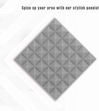 Load image into Gallery viewer, a grey square with white squares with text: &#39;Spice up your area with our stylish panels!&#39;
