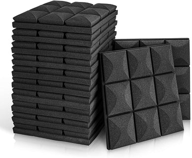a stack of black sound proof foam
