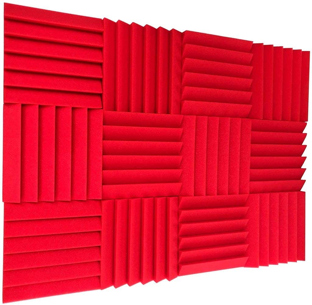 a red foam padding on a white background
